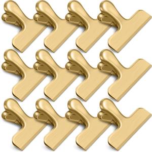 12 Pack Chip Clips, Stainless Steel Chip Bag Clips, Food Clip, Heavy Duty Bag Clip for Food Storage, Perfect for Kitchen Office Usage(Gold)