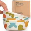 Nook Theory 4 Pack Bamboo Bowls - 18 Oz Reusable Bowl, Dishwasher Safe - Not Microwavable Bamboo Dishes (Clayday)