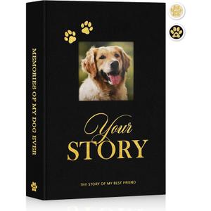 Lanpn Cute Puppy Photo Album 4x6 300 Pockets, Linen Cover Holds 300 Horizontal 4 x 6 Photos with Memo Writing Area Dogs Memory Book Keepsake for Dog Lovers Beige (Black)