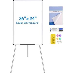 VIZ-PRO Whiteboard Easel, 36 x 24 Inches, Portable Dry Erase Board Height Adjustable With Flipchart Pad (Accessory 36 X 24 Inches)