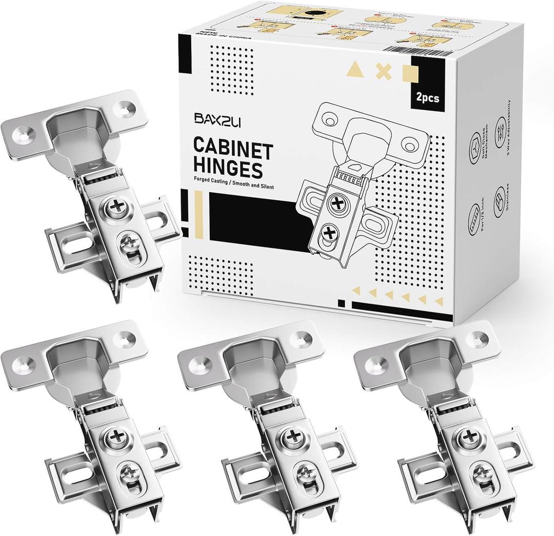 1/2" Overlay Soft Close Cabinet Door Hinges 2 Pair (4 Pcs) 105 Self Closing Hidden Cabinet Hinges for Face Frame & Frameless Kitchen Cabinets, Brushed Nickel