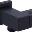 Wall Union with Hand Shower Holder, Angle Simple Brass Wall Mounted Supply Elbow with Adjustable Shower Wand Bracket Matte Black