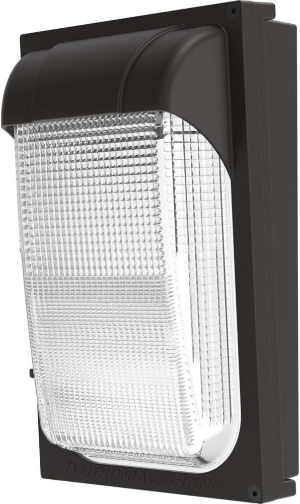 Lithonia Lighting LED Wall Pack Light with Glass Lens, 4000K Cool White Light, Photocell Sensor, MVolt 120-277V, Textured Bronze (TWX1 LED P2 40K MVOLT PE DDBTXD)