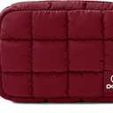 Quilted Cosmetic Bag, Puffer Makeup Bags, Crossbody Purses for women,Cute Travel Toiletry Bag for Women (Wine Red)