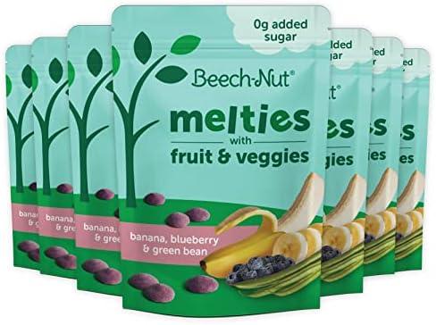 Beech-Nut Melties Baby & Toddler Snack Melts, Banana Blueberry Green Bean, 1 oz (7 Pack), Best By: 12/01/2025