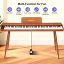 Digital Piano Keyboard 88 key,Semi-Weighted Electric Piano,Full Size Acoustic Piano for Beginners with Pedal, USB-MIDI Compatibility (Brown)