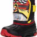 Girls Boys Winter Snow Boots Kids Waterproof Warm Boots Toddler Outdoor Shoes with Fur Lining (Racing)