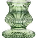 Romadedi Glass Candle Holders for Candlestick - 10 Pcs Green Ribbed Tapered Candle Holder Decor for Table Centerpiece Christmas Party Living Room Dinner Advent