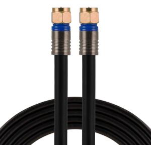 GE RG6 Coaxial Cable, 25 ft. F-Type Connectors, Quad Shielded Coax Cable, 3 GHz Digital, In-Wall Rated, Ideal for TV Antenna, DVR, VCR, Satellite, Cable Box, Home Theater, Black, 33531