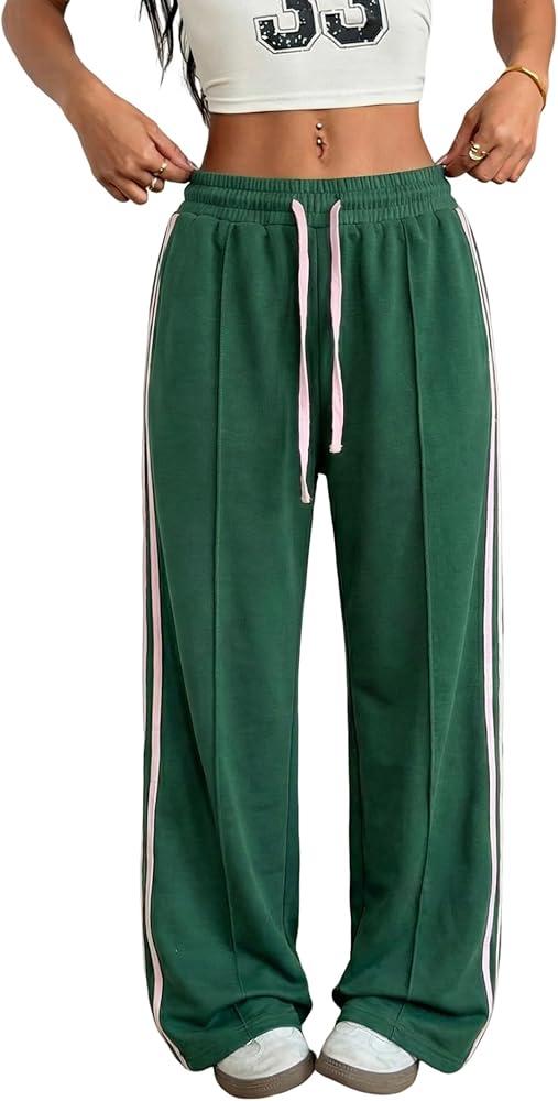 ZAFUL Womens Wide Leg Sweatpants Y2K Gothic Graffiti High Waisted Lounge Pants Athletic Joggers Pants with Pockets Size Small