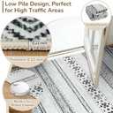 BESTSWEETIE 6x9 Area Rugs for Living Room Washable Moroccan Farmhouse Neutral Geometric Low Pile Non-Slip Soft Print Pattern Rug for Bedroom Kitchen Dining Room Entryway Grey/Black/Navy