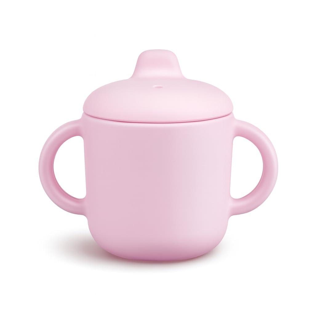 6 Months+ Sippy Cups with Handles,Small Silicone Sippy Cups Leak Proof 5oz,No Spill Sippy cups for Toddlers (Pink)