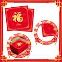2 x JeVenis Chinese New Year Napkins Disposable 2026 Year of Horse Paper Napkins Supplies Decorations Chinese Spring Festival Happy New Year Party Napkins Set for New Year's Eve (Red 1)