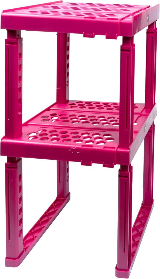 Locker Organizer Shelf Adjustable Width and Height, Ideal Locker for School, Office, and Gym Lockers (2 pack)