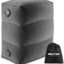 Maliton Inflatable Travel Foot Rest Pillow, Airplane Bed for Kids, Car Foot Leg Rest Pillow, Adjustable Height for Airplane, Car, Train, Home, Office(Dark Grey, 1 Pack)