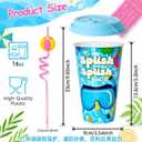 24 Pack Pool Summer Party Favors Cups with Straws and Lids, Reusable Plastic Summer Cups for Kids, Hawaiian Luau Beach Birthday Themed Drinkware Decorations Supplies, Large