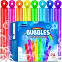 Waybla 24 Pack Bubble Party Favors for Kids, Goodie Gift Bag Stuffer Fillers for Kids, 8 Colors Mini Bubble Wands Birthday Summer Beach Pool Toys for Boys Girls, Classroom Prizes Treats for Toddlers