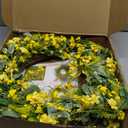 Sggvecsy Yellow Daisy Wreath 24 Inch Spring Summer Wreath Fake Silk Floral Wreath with Green Eucalyptus Leaves and Lavender for Front Door Window Wall Wedding Farmhouse Festival Decor