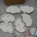 Teenyyou Paintr Your Own Ceramic Jewelry Boxes Craft Set Include Unpainted Jewelry Storage Organizer 2 Strips of Paints with 2 Brushes 1 Palette 3 Diamond Stickers (Double Heart)