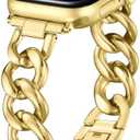 DaQin Gold Band Compatible with Apple Watch Bands for Women 40mm 38mm 41mm 42mm 44mm 45mm 46mm, Metal Chain Link Steel Replacement Accessories Bracelet for iWatch Bands Series 11 10 9 8 7 6 5 4 3 2 1