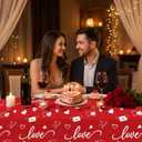 3 Pack Valentine Tablecloth 5484 Inch Rectangle, Red Pink Heart Fabric Table Cloth Disposable Rectangle Table Cover for Wedding Valentines Tables Decorations