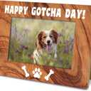Pet Lovers Gifts, Dog Adoption Picture Frame, Happy Gotcha Day, Wood Photo Frame for New Dog Mom, Owner, Farmhouse, Home Office Desk Decor, Rustic Photo Frames 4 x 6 with Stand-Nature Wood Texture