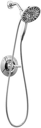 Delta Arvo 14 Series Chrome Shower Faucet Set with In2ition 2-in-1 Dual Shower Head with HandHeld Spray Combo, Valve Trim Kit, Chrome 142840-I (Valve Included)