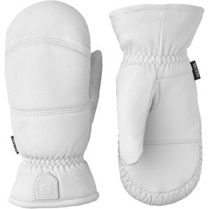 Hestra Winter Ski Gloves: Mens and Womens Leather Box Cold Weather Mittens, Off White, 7