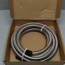 10FT 6AN Fuel Line Hose AN6 Stainless Steel Braided Universal CPE Tube Oil Fuel Gas Hose (Silver)