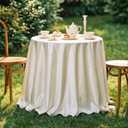 120 Inch Round Satin Tablecloth, Ivory Heavy-Duty Polyester Table Cover, Smooth Leak-Proof Tear-Resistant Finish for Wedding Reception Birthday Party Banquet Holiday Decor, Ivory 