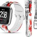 Sport Band Compatible with Versa 4/Versa 3/Sense 2, Elastic Replacement Wristbands Strap for Women Men (Paris Eiffel Tower Street)