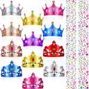 Yaomiao 22 pack DIY Crowns Set Include 12 Pcs Foam Princess Crowns and 10 Pcs Diamond Sticker for Kids (Multicolor)