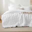 Bedsure Cooling Seersucker Comforter Sets Twin Size Bed 5 Piece, Soft Lightweight White Bedding All Season Twin Bed in a Bag Set With Comforters, Sheets, Pillowcases & Shams