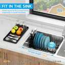ANTOPY Sink Dish Drying Rack - Expandable Small Dish Rack Over Sinks with Silicone Drying Tray, Dish Drainer for Kitchen Counter with Cutlery Holder, Drying Rack Fit for 14-19 Kitchen Sink