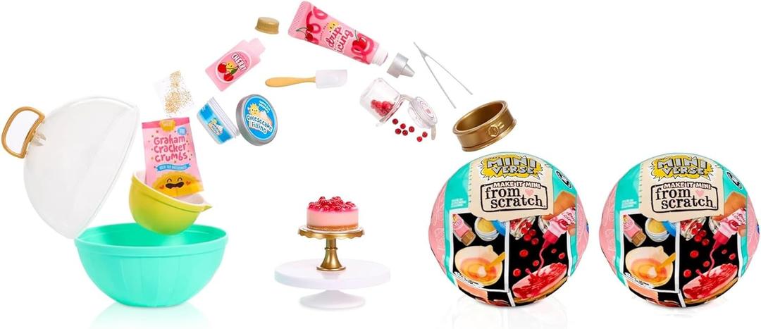 MGA's Miniverse Make It Mini from Scratch Series 2 (2-Pack), Mini Collectibles, Mystery Blind Packaging, Miniature, DIY, Replica Food, Air Dry, NOT Edible, Collectors, Gifts, 8+