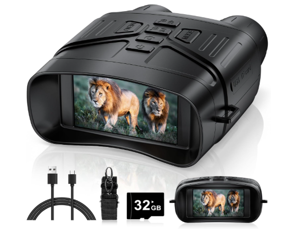 Night Vision Goggles, 4K Night Vision Binoculars for Adults with 5000mAh Battery, 3" HD Screen & 32GB Card for Hunting, Wildlife Observation, Security