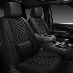 Silverado Seat Covers 2007-2026 Full Set, Truck Interior Sets Custom Fit for Chevy Chevrolet Silverado GMC Sierra 1500/2500/3500HD Crew/Double/Extended Cab with Lumbar Support, Black