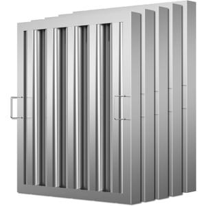 Stainless Steel Commercial Kitchen Hood Filter 19.5 W x 15.5 H Inch Range Hood Baffle for Grease Rated Commercial Kitchen Exhaust Hood 4 Grooves Hood Filter (5 Pack)