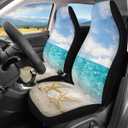 Pehede Car Seat Cover Sea ??Beach Shells Front for Cars, Easy to Install Cover Set, Accessories Auto Trucks Van SUV,2 Packs