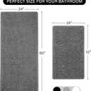 LOCHAS Bathroom Rugs Sets 2 Piece, 20 x 32 Plus 24 x 60 Inches Thick Non Slip Bath Rug Set, Absorbent Soft Chenille Bath Rug, Machine Washable Quick Dry Bath Mat for Bathroom Floor, Grey