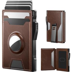 typecase AirTag Wallet for Men: Compatible with Apple AirTag (1st & 2nd Generation), RFID Blocking, Genuine Leather, Slim & Minimalist Design,13 Cards Capacitiy | ID Window | Money Clip (Brown)