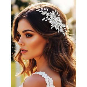 GORAIS Rhinestone Bridal Hair Comb Silver Wedding Hair Accessories Prom Hair Pieces for Brides and Women