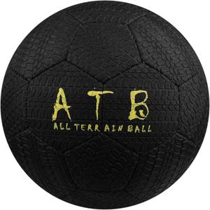 American Challenge All Terrain Rubber Soccer Ball  Durable Rubber Tread Cover, Hand Sewn with Butyl Bladder  Ideal for Street, Playground, Park & Grass Field Play (3, Black)