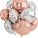 20PCS Silver Rose Gold Round Foil Balloon, 18 Inch Round Foil Balloons, Round Aluminum Giant Balloon For Birthday Valentine's Day Party Wedding Anniversary Engagement Baby Shower Decorations