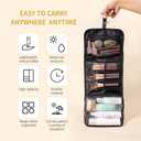 SIXPLUS Hanging Travel Toiletry Bag For Women Portable Toiletry Bag Waterproof Makeup Bag Organizer Cosmetic Case Full Sized Toiletries, Large-Blck