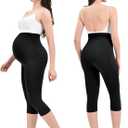 Ipletix Maternity Capris Leggings with Pockets Over The Belly, Yoga Workout Pants for Pregnancy & Postpartum