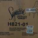 Signature Design by Ashley Rowanbeck Modern Herringbone Upholstered Armless Home Office Desk Chair, Black & Beige