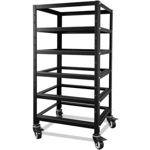 SUNGOLDPOWER 3U Stackable Server Rack 5-Layer with Wheels, Compatible with 48V 100Ah Rack Batteries, Universal Rack, Ventilation Design, Ideal for Home Solar and Energy Storage