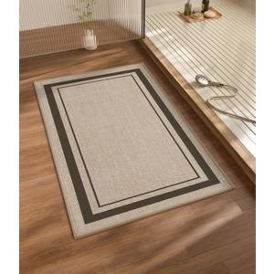 chakme Bathroom Rugs Mat 32x17, Ultra Thin Non Slip Bath Mat Quick Dry Absorbent Bath Mat for Bathroom Floor, (Light Beige, 32"x17")