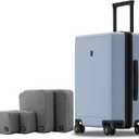 LEVEL8 Elegance Carry-on Suitcase, 20 Inch Carry on Luggage, Hardside Large Suitcases with Wheels, Tavel Bag with Tsa Lock, Light Blue